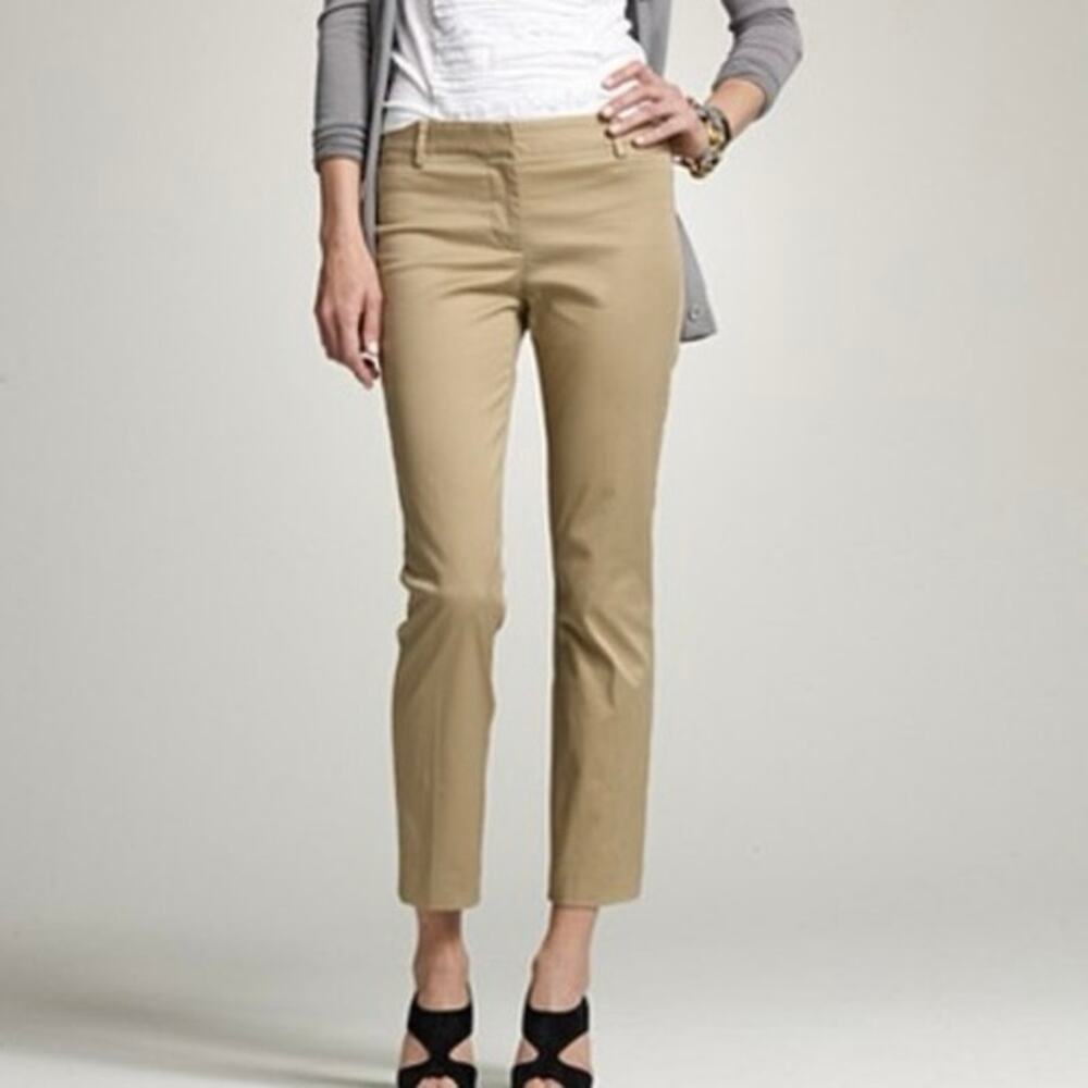 J Crew Classic Café Capri Khaki Ankle Straight Leg Size 6